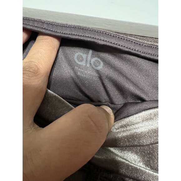 Alo Yoga Posh Leggings In Velvet Velour Purple High Waist Full Length Size S - Picture 6 of 6